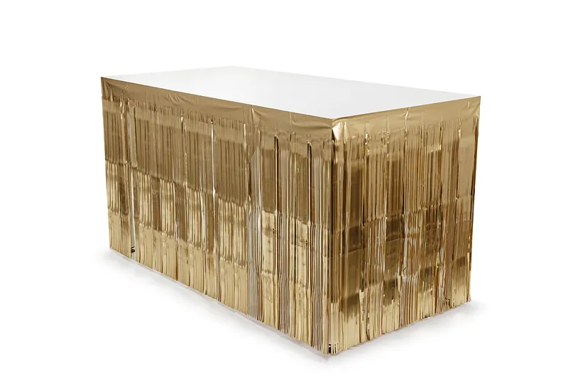 Saia de mesa 300x80cm com Franjas Dourada