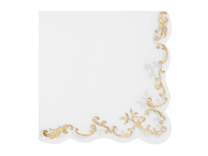 12 Guardanapos 33cm Brancos com ornamento