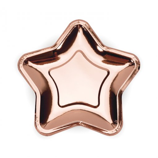 6 Pratos 18cm Forma Estrela Rose Gold