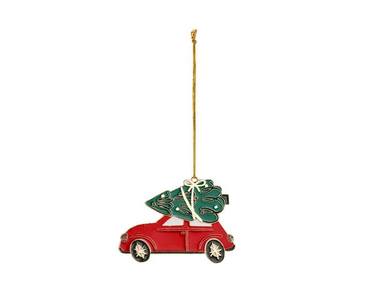 Decoração Pendente Metal Carro com Árvore de Natal 9x6.5 cm