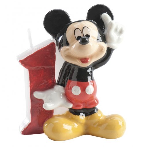 Vela de Aniversário 3D 6,5cm Mickey Mouse 1º Aniversário
