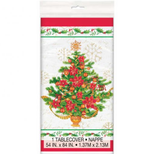 Toalha de mesa 1,37x2,74cm Festive Poinsettia Christmas Natal