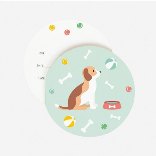 8 Convites 12cm Puppies