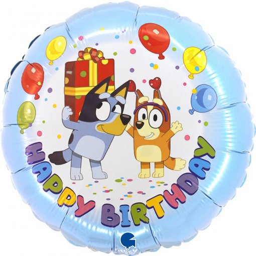 Balão Foil 46cm Happy Birthday Bluey e Bingo