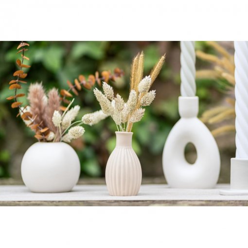 Vaso de Cerâmica 4,5x8,5cm Branco Riscado