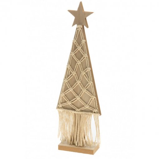 Árvore de Natal Madeira com Macramé 11.5x5x36cm