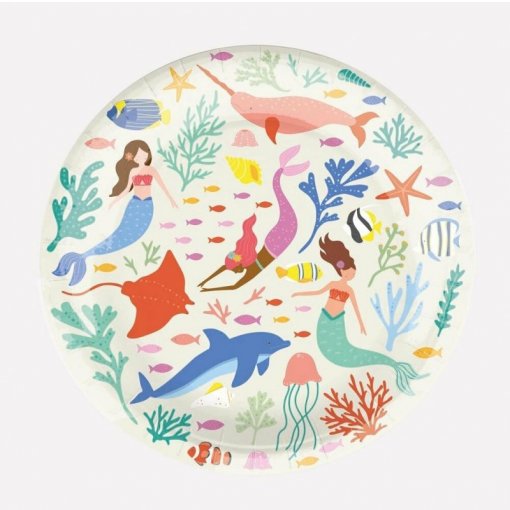 8 Pratos 22cm Fundo do Mar - Sereia