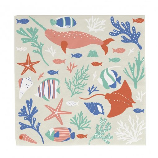 20 Guardanapos 33cm Fundo do Mar - Sereia