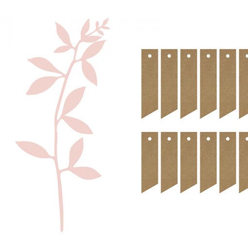 6 Decorações ramo com folhas Rosa Claro