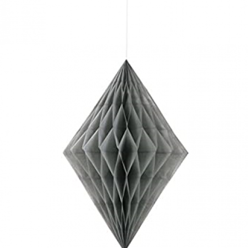 Decoração de Papel Pendente Diamante 14'' Prateado